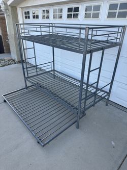 Twin Size Bunk Bed Frame with Trundle bed