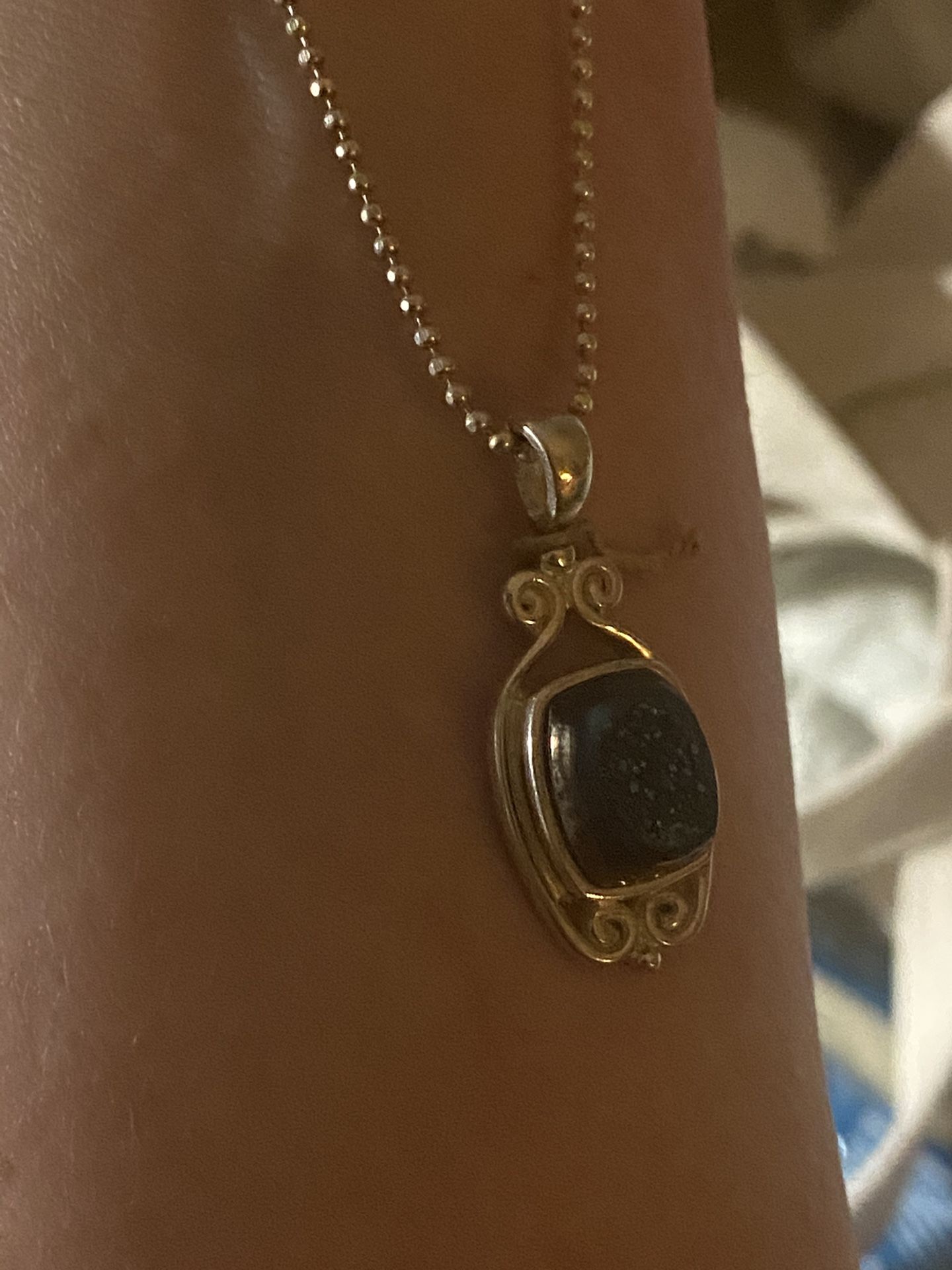 Sajer  Silver & Cobalt Blue druzy Necklace