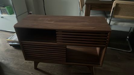 faux wood media console / low shelf