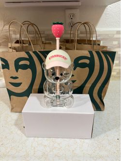 Pink bear cups from Starbucks