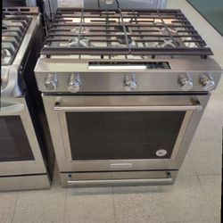 KITCHEN AID DUAL FUEL SLIDE IN RANGE OPEN BOX LE 2