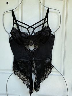 Black Lace Strappy Lingerie Bodysuit