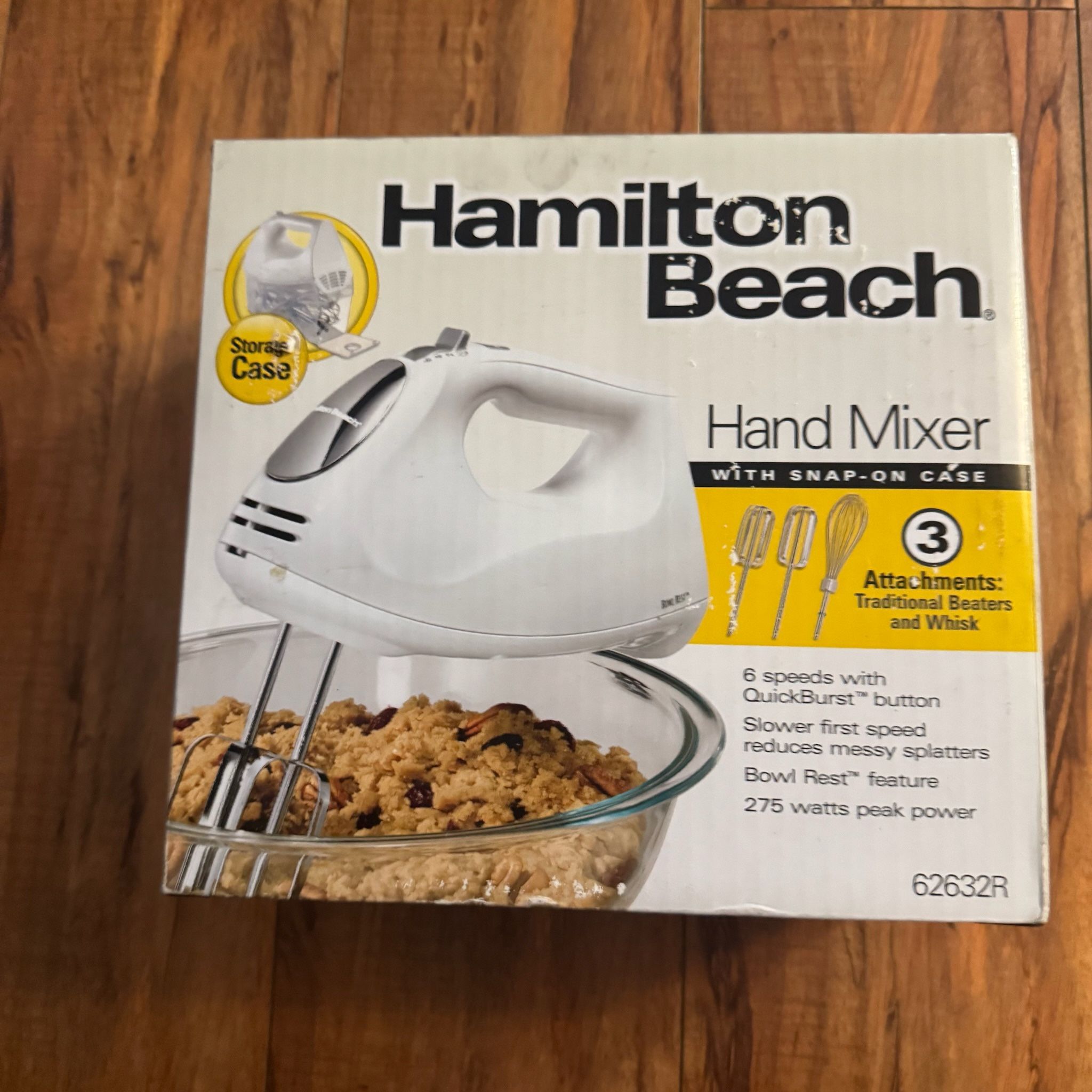 Hamilton Beach 6-Speed Electric Hand Mixer w/ Whisk, Beaters, Storage Case NEW