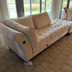 L shaped Microfiber sectional W/ ottoman beige 