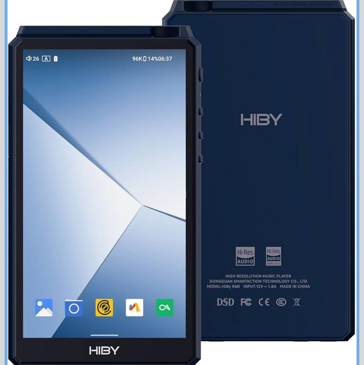 HiBy R6 gen3 DAP Player Hi Res Audio with Class A&AB Amp/Android 12 / Bluetooth 5.0 / WiFi / 4G+64G+2TB Expandable Memory 