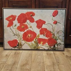 POOPIES FRAMED ART ON CANVAS 