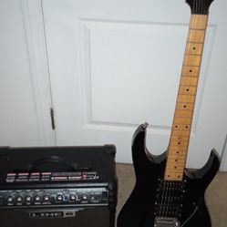 Ibanez RG 170 Series Korea Made 2001 With Standard Tremolo Gloss Black & Line 6 Spider III amp