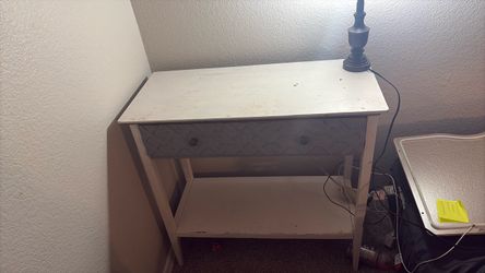 White Wood Console Table with Drawer