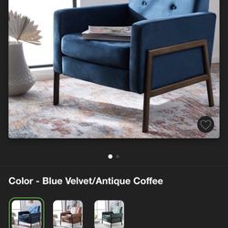 Blue Velvet Accent Chair $349 Each New 