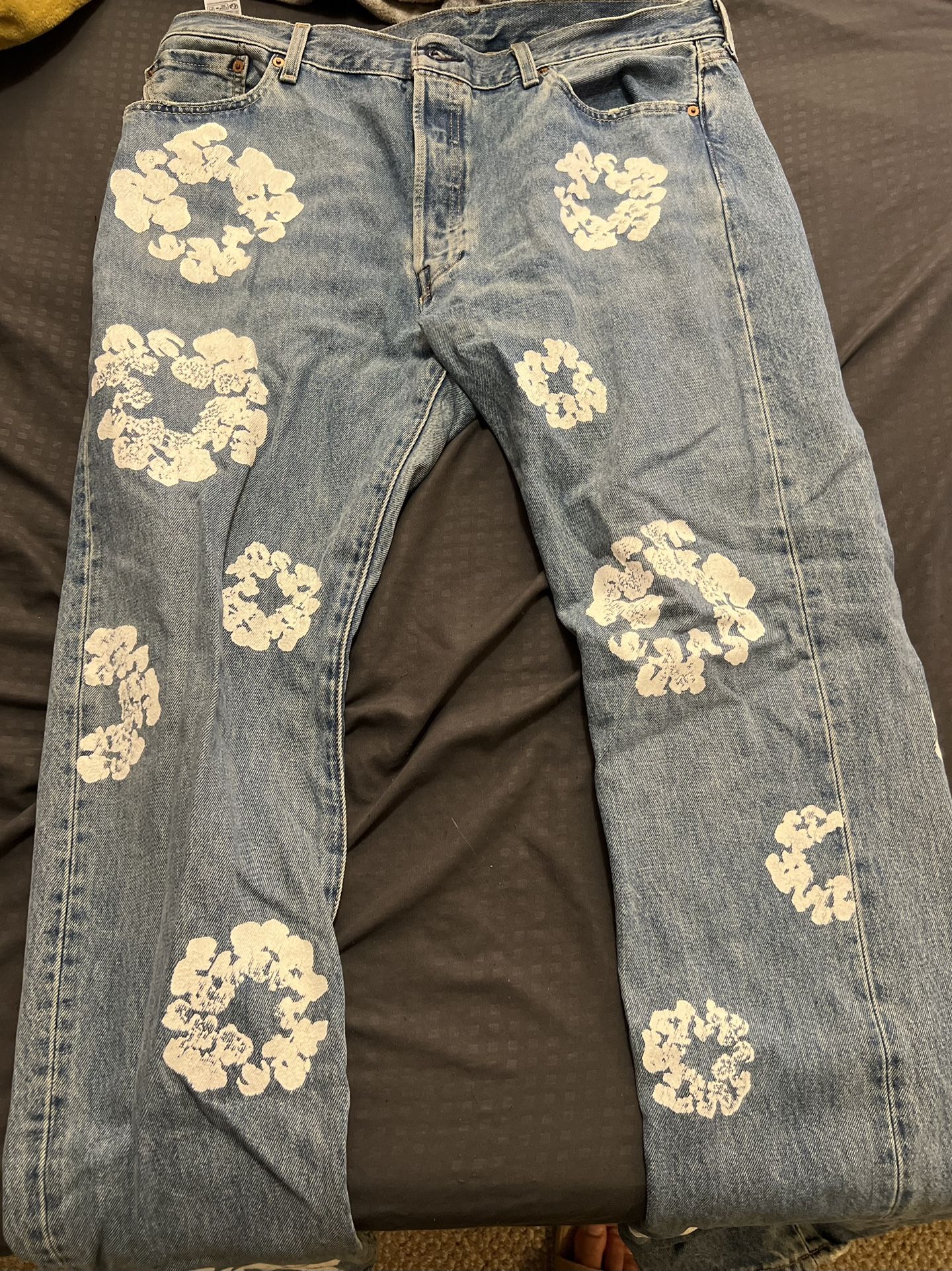 Denim Tears Cotton Wreath OG Blue Wash Denim 501 Levis Jeans 36 x 34