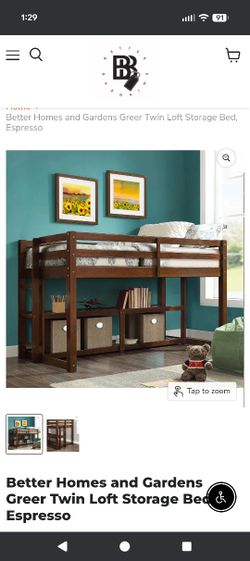 Better Homes & Gardens Greer Twin Loft Storage Bed, Expresso
