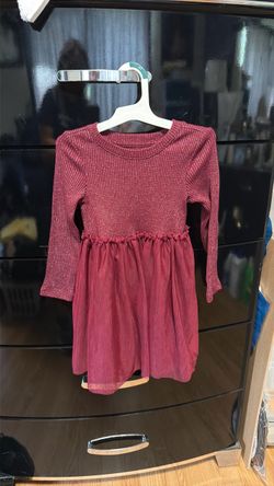 Girls Burgundy Long Sleeve Dress Size 4T