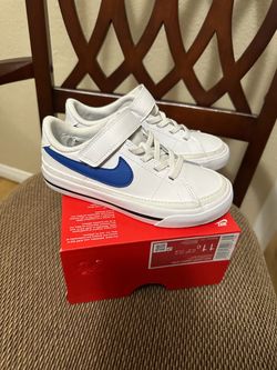 Nike Court Legacy White Blue Size 11 Little Kids