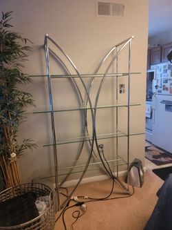 Four shelf glass wall unit 72"H x 47"W