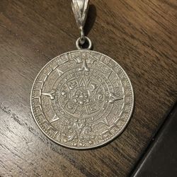 Silver Pendant Aztec Calendar 