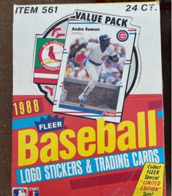 Fleer Baseball 1988 Clear Cello Packs. 3 Brand New Complete Boxes. 24ct. Last 3 Complete Boxes Available. SALE $30.00 each.