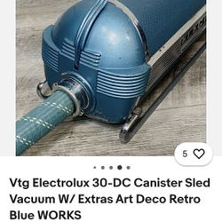 1950s ElETROLUX CANISTER Model 60 Lx VAC sled Model Blue  