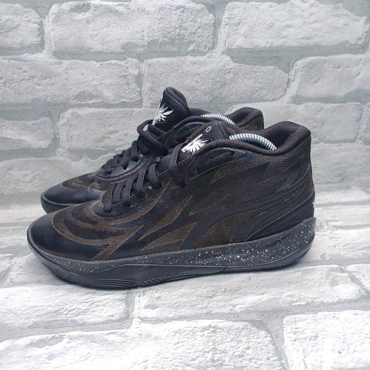 Size 7 Mens Puma Melo MB.02 "Oreo" Black White Basketball Shoes  *No Insoles* 