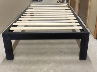 Pair of Twin Metal Platform Bed Frames - Black Steel
