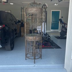 Vintage Wrought Iron Bird Cage Wine Rack - Elephants 