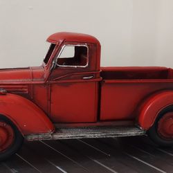 Decorative Red Ford Chevy Toy Pickup Truck Shop Coke Gas Oil Vintage Style,12" Large x 6" H.