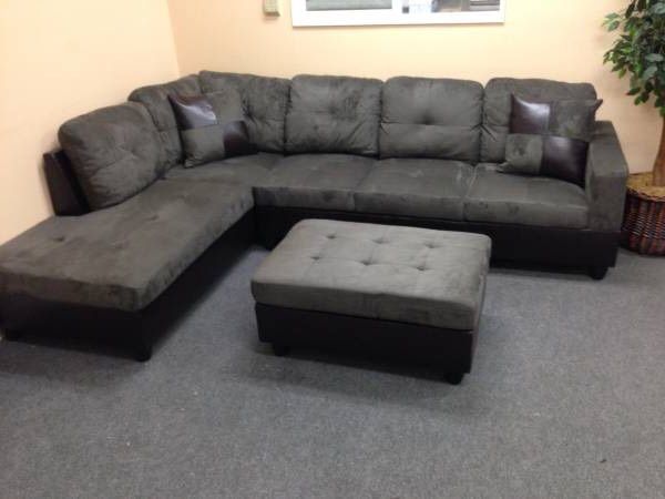 New Gray Microfiber Sectional Couch With Storage Ottoman And Two New Gray Microfiber Sectional Couch With Storage Ottoman And Two Free Pillows Will Deliver Today To All Areas