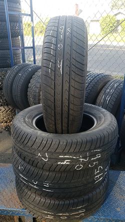 Set of 4 Used Vee Rubber Tires 195/70R14 All Season M+S (Mud+Snow) Rated