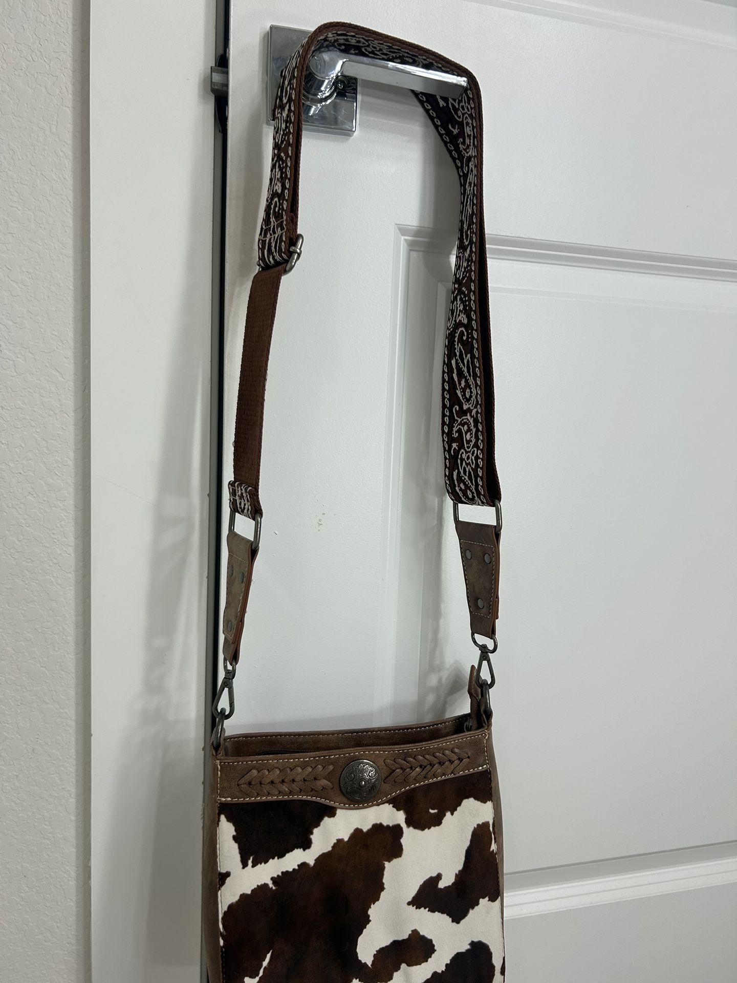 Wrangler Cow Print Leather Crossbody Bag
