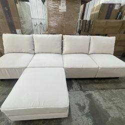  🔥Set of 5🔥Modern and comfortable oversized cloud cushioned sectional sofa without armrests with storage space, chenille fabric convertible freestyl