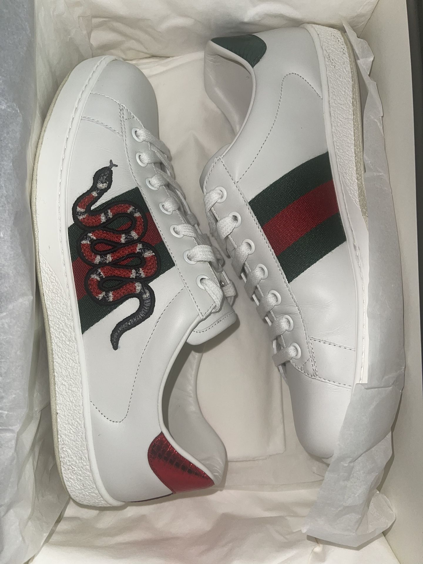 Gucci Snake Ace Embroidered Shoes