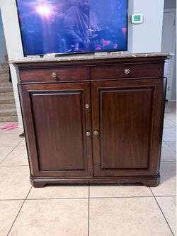 Wood bar with marble top