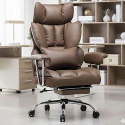 Office Chair 400lbs – PU Leather Executive Office Chair with Lumbar Support & Leg Rest