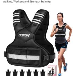 Adjustable Weighted Vest Women Men, 6-12 Lb/10-19 Lb/20-32 Lb Rucking Vest with 6 Ironsand Weights, Great Vest with Plus Pockets & Reflective Strips