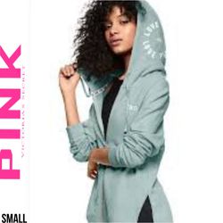 Victoria Secret Pink Full Zip Hoodie High Low Logo Hoodie Jacket