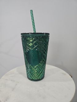 NEW Starbucks 2021 Winter Holiday Emerald Green Jeweled Tumbler Cold Cup - 16 oz