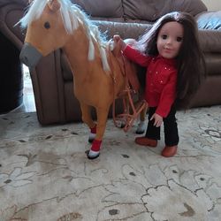 18" Cowgirl Doll With Positionable Horse