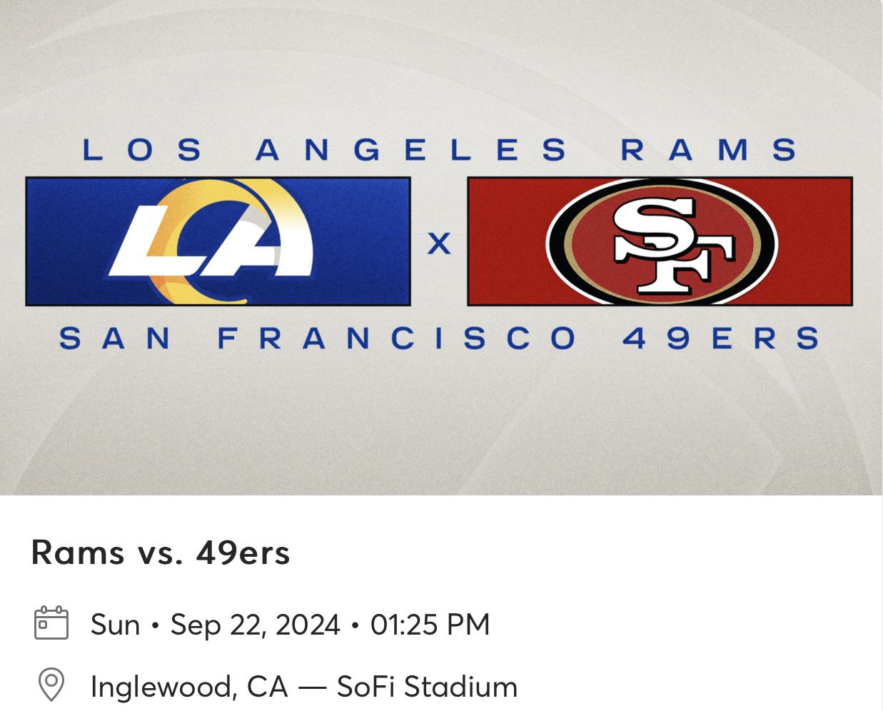 San Francisco Niners vs LA Rams