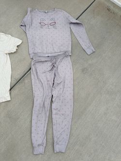 Girls Cat Print Pajama Set