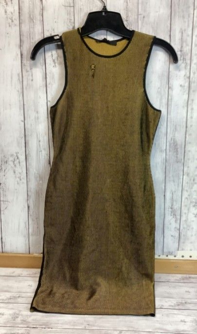 Alexander Wang Women Mini Dress Size XS Yellow Black Pinstripes Sleeveless