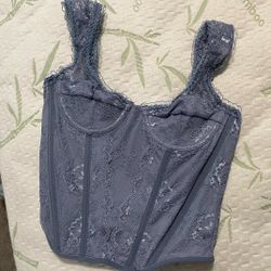 Blue Lace Corset Top