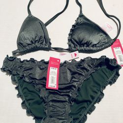Beautiful Ruffled Green Bikini Size Small