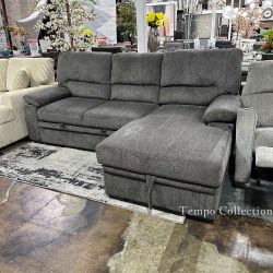 SOFA BED SECTIONAL- PULLOUT BED - [NEW] [EASY CARE FABRIC]
