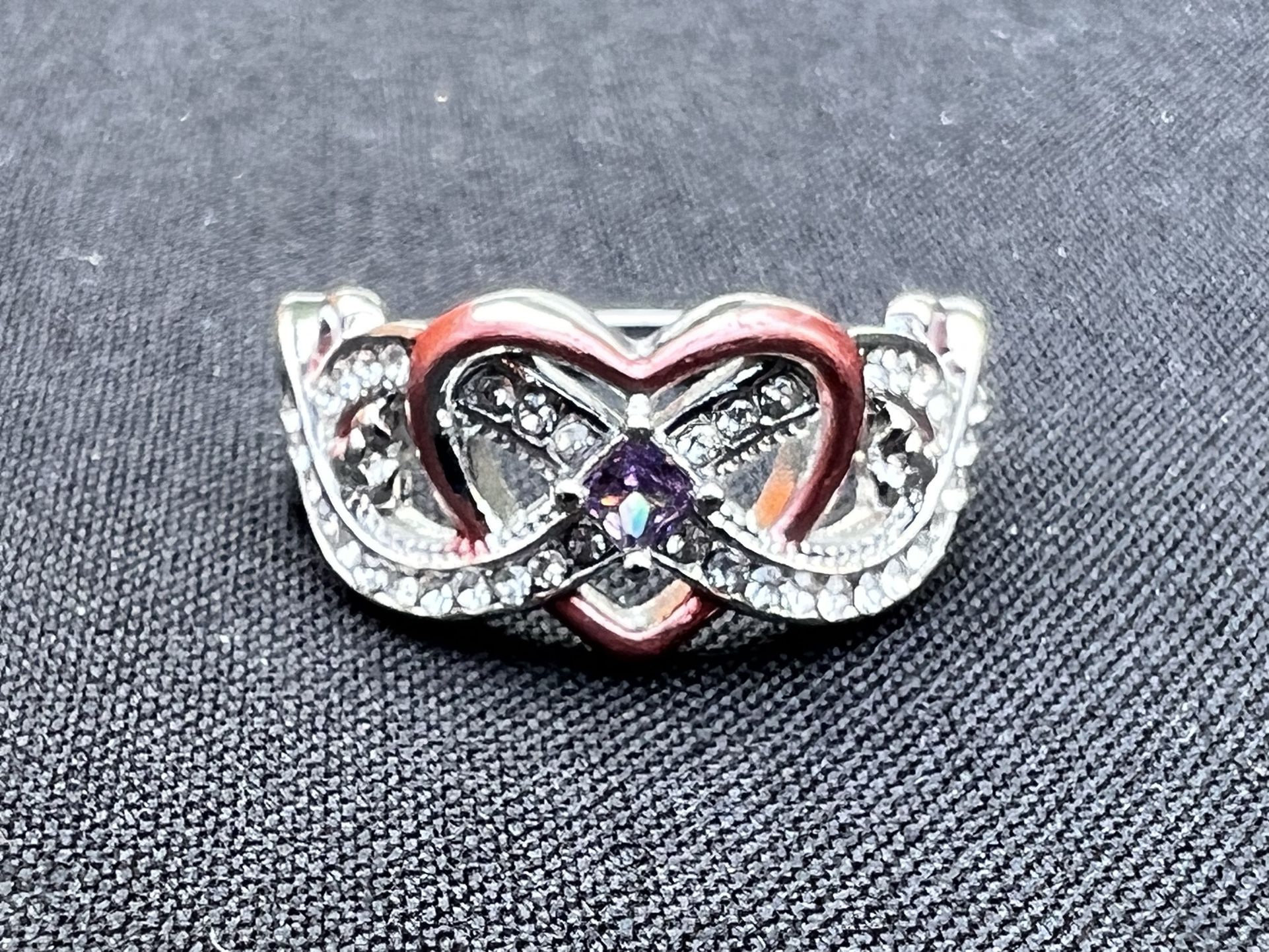 Ladies Heart Shape Red/ Silver Ring Size 9 New