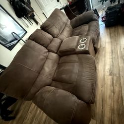 Reclining Love Seat Sofa Couch With Cup Holders