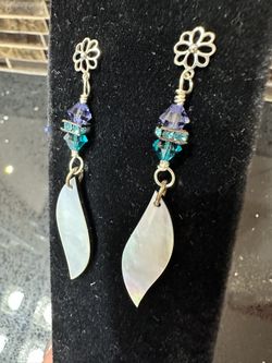 Handmade Silver and mother of pearl drop earrings