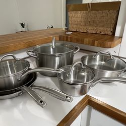 OUR TABLE Cookware Set - 10 PIECE SET - STAINLESS STEEL