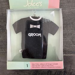 Rare New Jolee's Scrapbook Mini T Shirt Black "groom" Bowtie Wedding Hanger Shirt Ornament $10