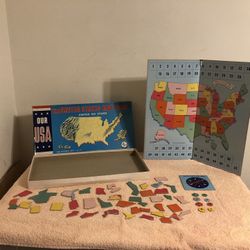 Vintage 1962 Selchow & Righter The United States Map Game 100% Complete 