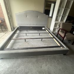 King size bed frame gray. I’m available for delivery for extra fees