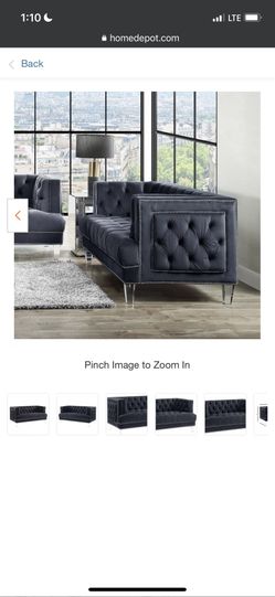 ACME Velvet Charcoal Grey Loveseat Gray